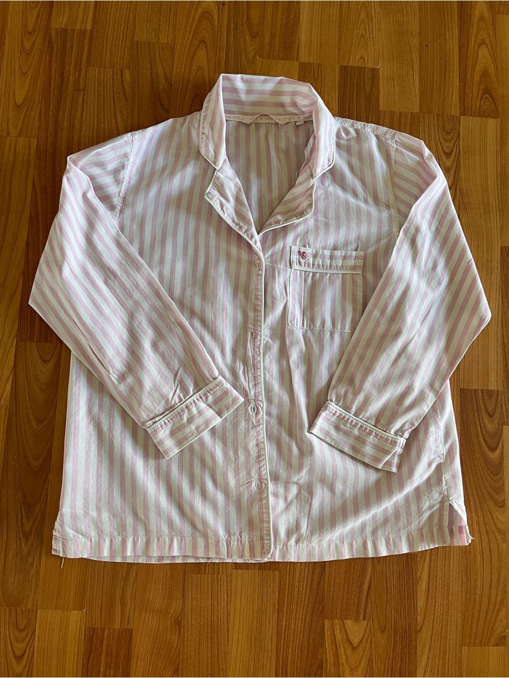 Victoria's Secret Pink & White Striped Button-Front pajama top- size S